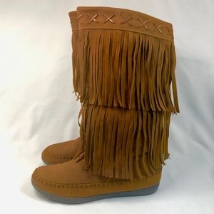 Rampage Women’s Capulet Mid Calf Moccasin Boots.